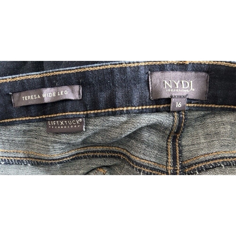 NYDJ Teresa Wide Leg Cuff Night Skies Blue Denim Jeans Plus Size 16 NWOT $119 - Picture 4 of 6